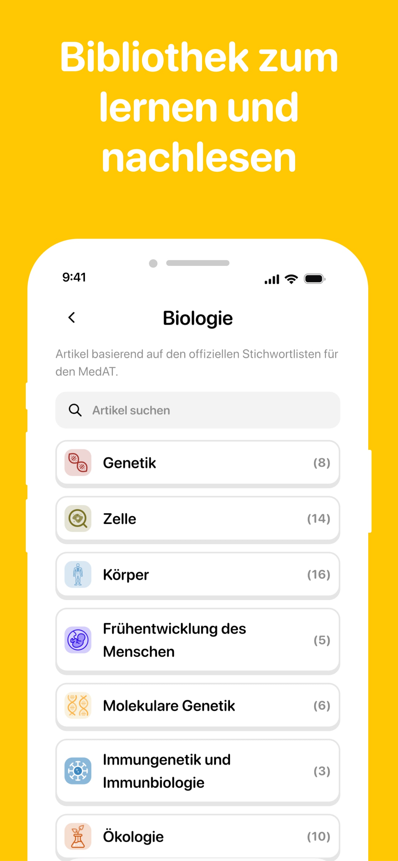 Medaty Lernbibliothek mit allen MedAT Testbereichen